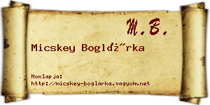 Micskey Boglárka névjegykártya